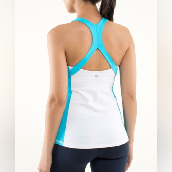 lululemon athletica Tops - Lululemon Blue and White Racerback Tank Top